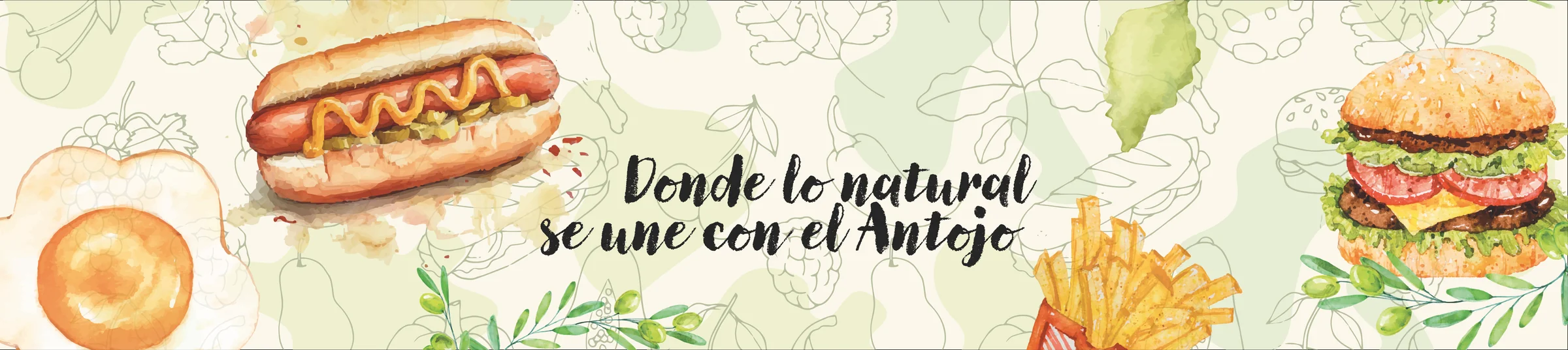 Diseño original de mural con ilustraciones de alimentos para Frutería Barú