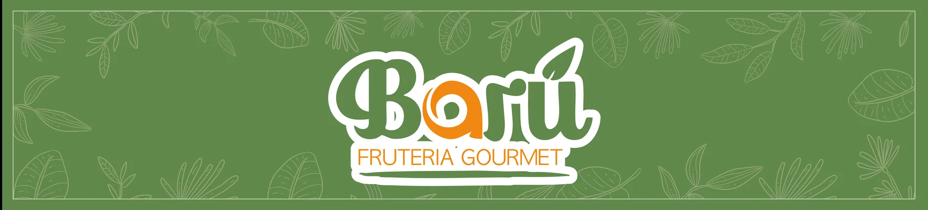 Diseño original del muro verde y logotipo aplicado de Frutería Barú